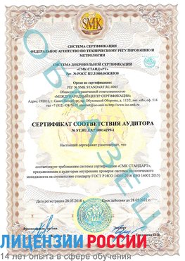 Образец сертификата соответствия аудитора №ST.RU.EXP.00014299-1 Нижнегорский Сертификат ISO 14001